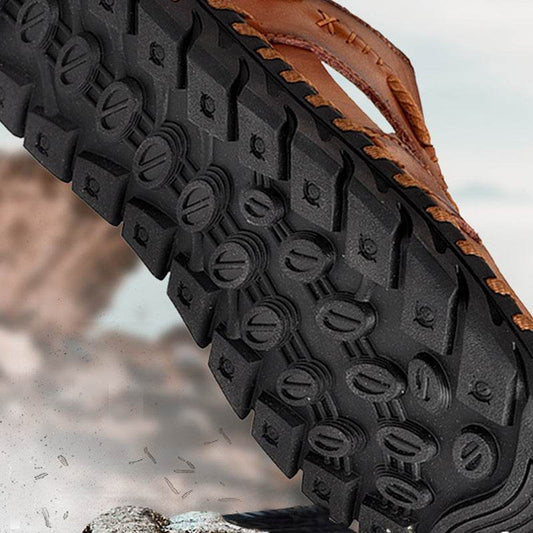 Fashion Simple Men's Casual Leather Sandals - Mubimart