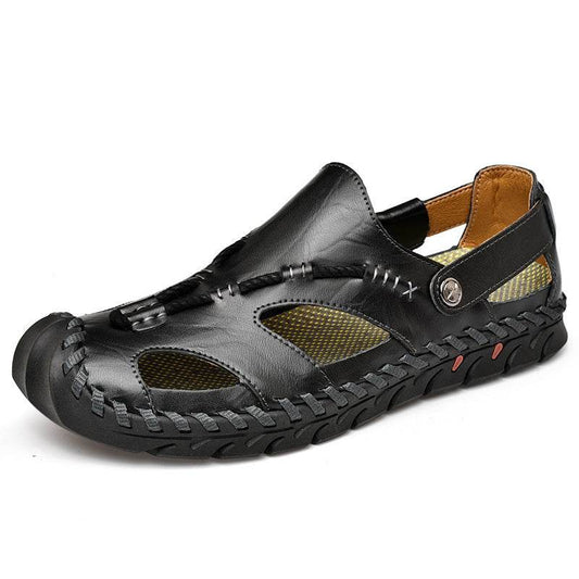 Fashion Simple Men's Casual Leather Sandals - Mubimart