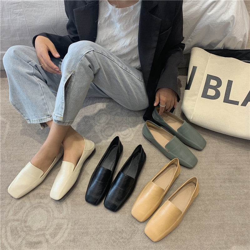 Microfiber Soft Leather Slip-on Flats - Mubimart