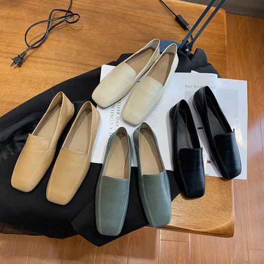 Microfiber Soft Leather Slip-on Flats - Mubimart