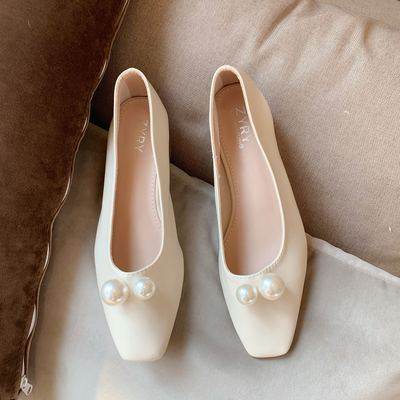 Chunky And Shallow Mid-Heel Soft-Soled Work Shoes - Mubimart