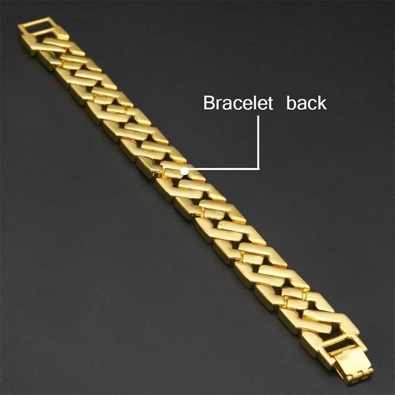 Rhinestone Cuban Bracelet Mens Hip Hop Star Glitter Geometric Shape Bracelet - Mubimart