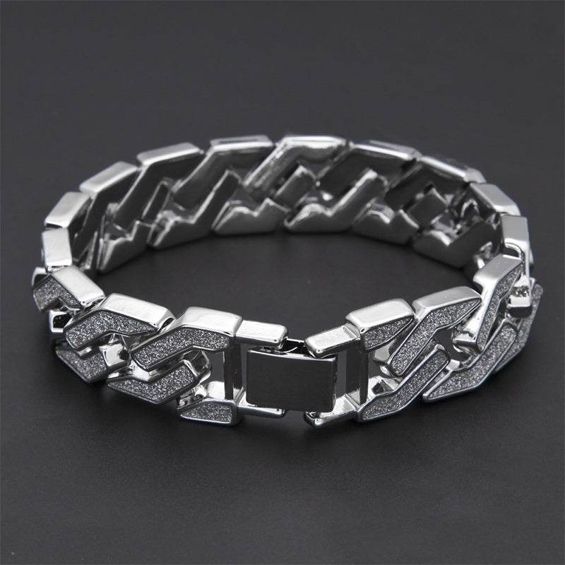 Rhinestone Cuban Bracelet Mens Hip Hop Star Glitter Geometric Shape Bracelet - Mubimart