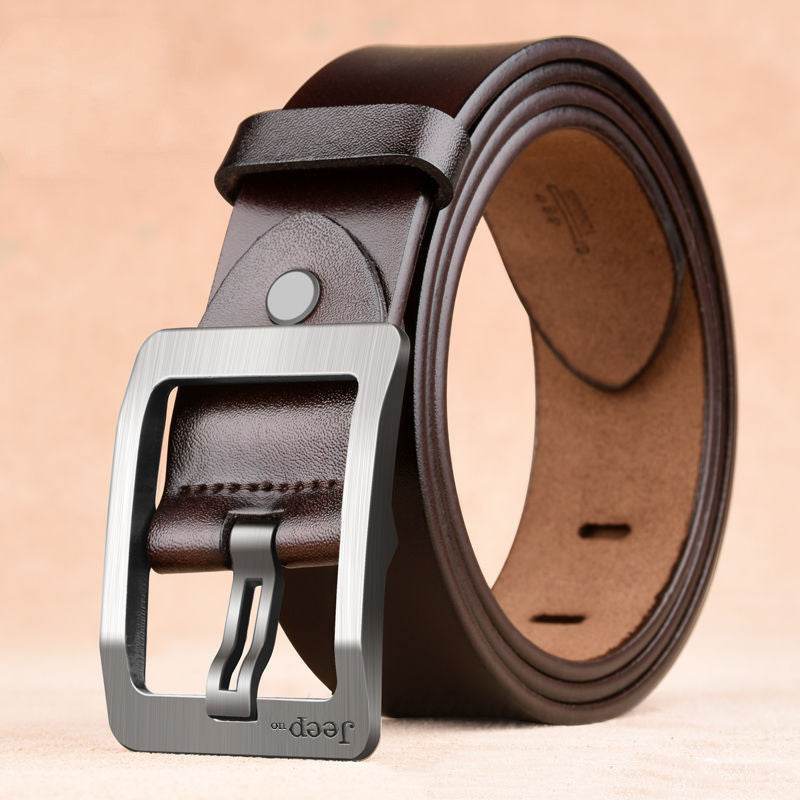 Two Layers Of Cowhide Belt For Men With Needle Buckle Belt - Mubimart