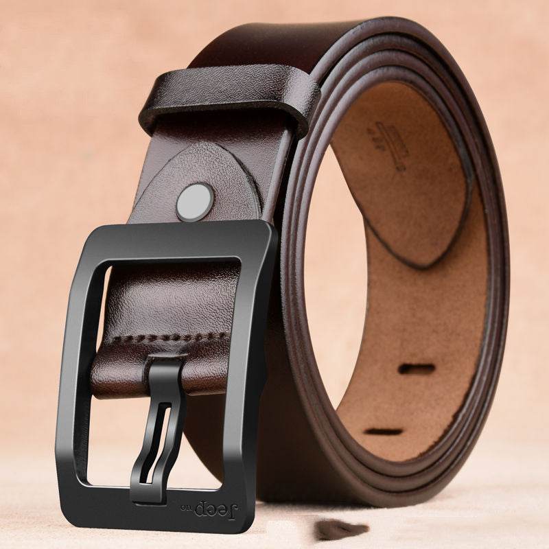 Two Layers Of Cowhide Belt For Men With Needle Buckle Belt - Mubimart