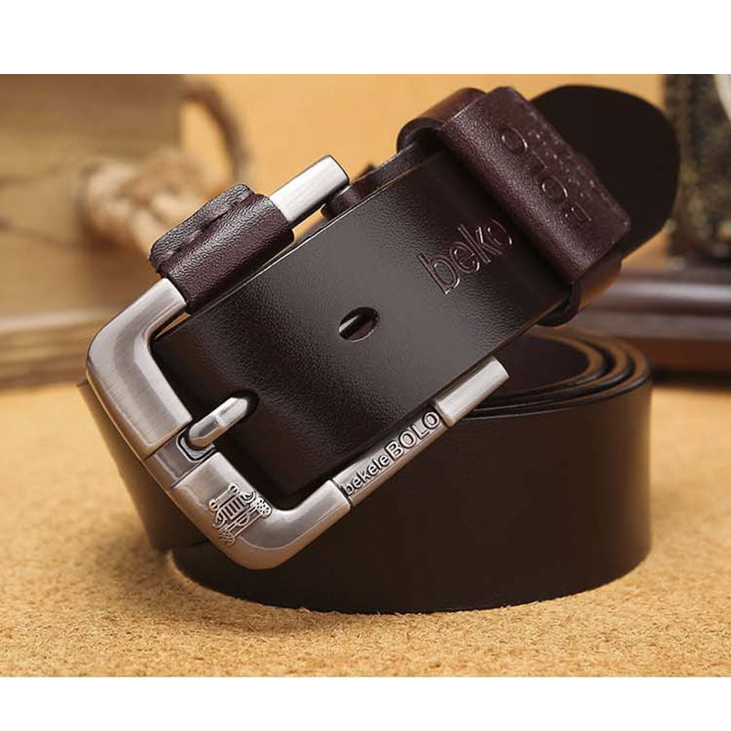 New Creative Belt Men's Leather Belt Factory Direct Sales Cowhide Belt Pin Buckle Belt