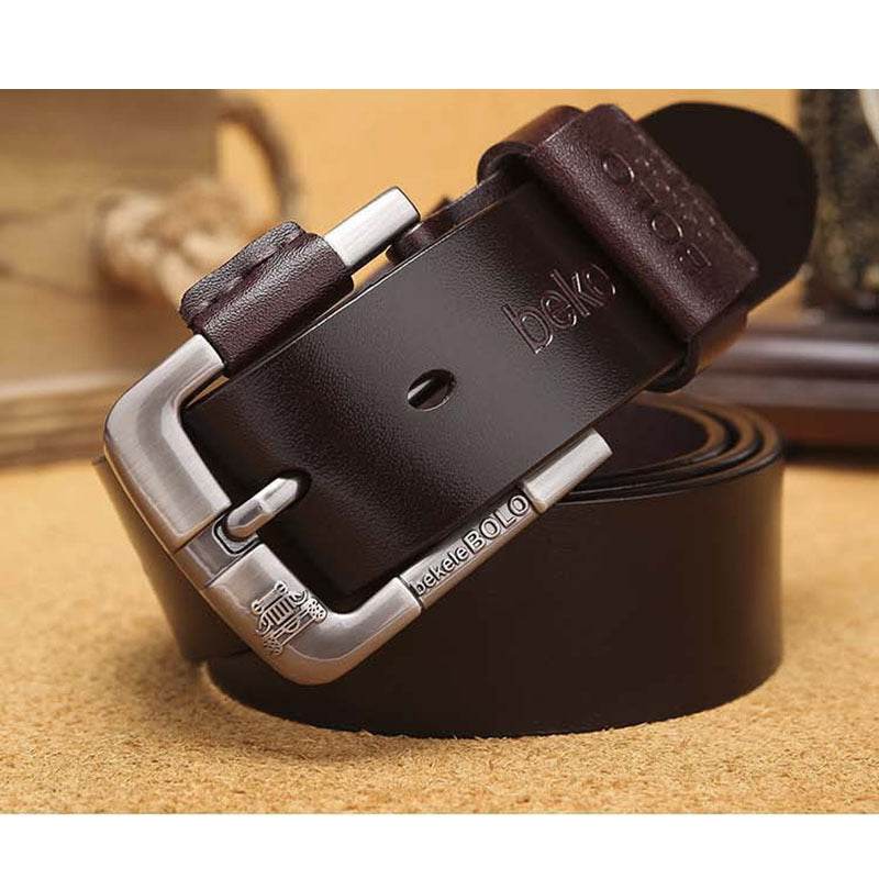 New Creative Belt Men's Leather Belt Factory Direct Sales Cowhide Belt Pin Buckle Belt - Mubimart