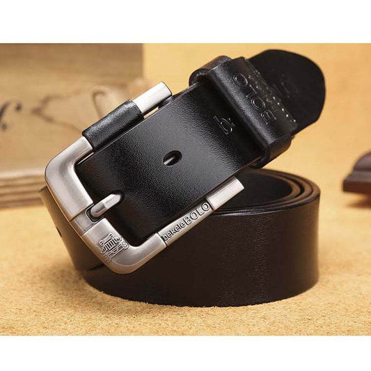 New Creative Belt Men's Leather Belt Factory Direct Sales Cowhide Belt Pin Buckle Belt - Mubimart