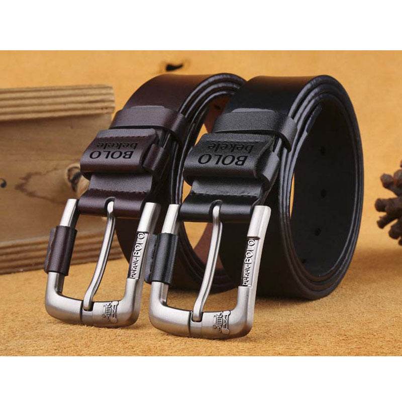 New Creative Belt Men's Leather Belt Factory Direct Sales Cowhide Belt Pin Buckle Belt - Mubimart