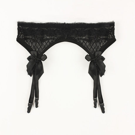 Sexy Perspective Garter Belt Bow Temptation Lace - Mubimart - Garter Belts 