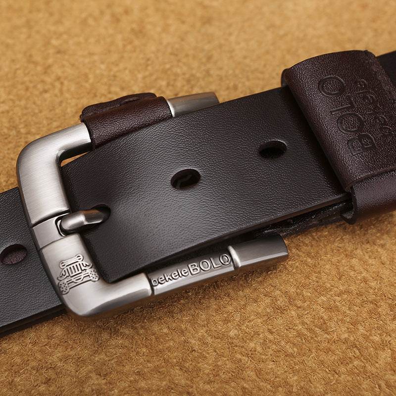 New Creative Belt Men's Leather Belt Factory Direct Sales Cowhide Belt Pin Buckle Belt - Mubimart