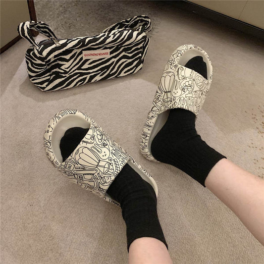 Thick - Soled Indoor Home With Non - Slip Bath Soft - Soled Slippers - Mubimart