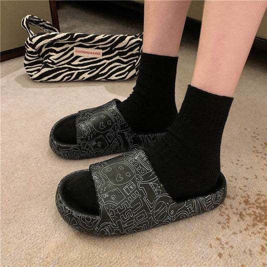 Thick - Soled Indoor Home With Non - Slip Bath Soft - Soled Slippers - Mubimart