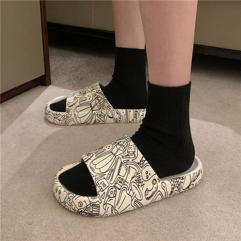 Thick - Soled Indoor Home With Non - Slip Bath Soft - Soled Slippers - Mubimart