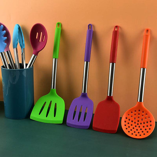 Color Silicone Kitchenware Set Silicone Cooking Shovel Spoon 14 Sets Of Kitchenware - Mubimart