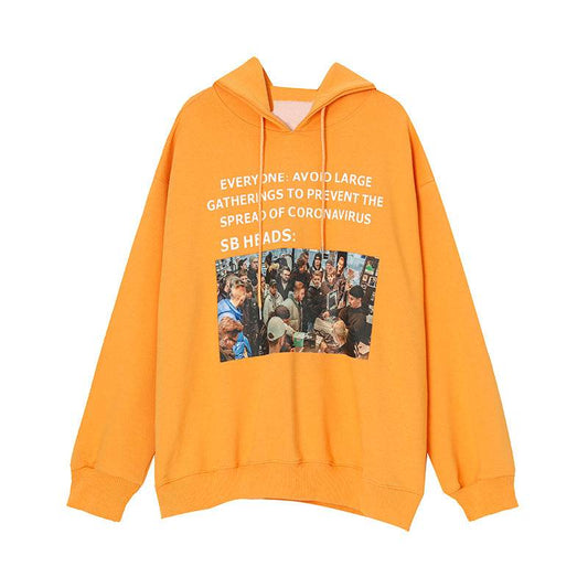 Four Seasons All-Match European And American Mens SweatersStyle Printed Hooded Sweater Mens Letter Design Sweater Couple Outfit - Mubimart