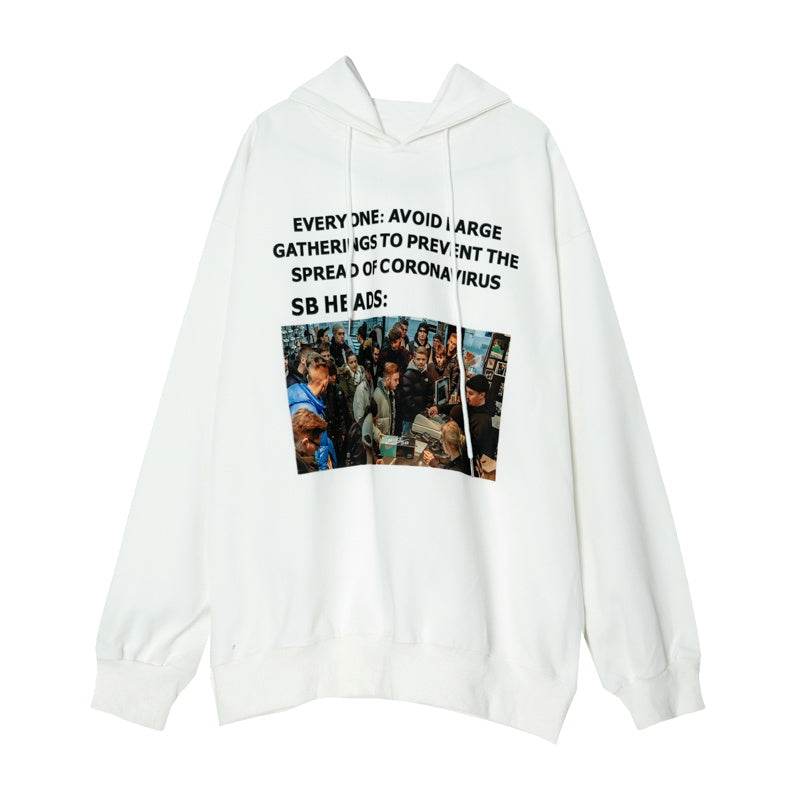 Four Seasons All-Match European And American Mens SweatersStyle Printed Hooded Sweater Mens Letter Design Sweater Couple Outfit - Mubimart
