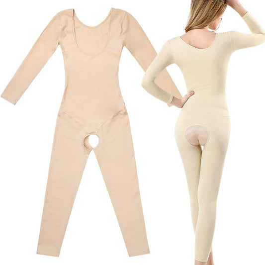 Shapewear One-Piece Bodysuit Fat Burning Abdomen Girdle Body Postpartum Hip Lifting Long Sleeve Trousers Thin Whole Body Seamless Women - Mubimart