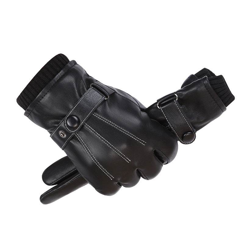 Men s PU Autumn and Winter Touch Screen Gloves - Mubimart