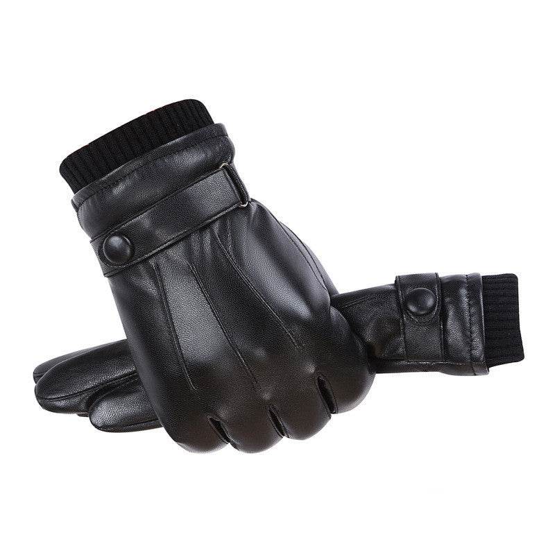 Men s PU Autumn and Winter Touch Screen Gloves - Mubimart