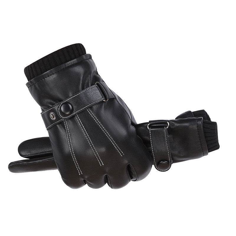 Men s PU Autumn and Winter Touch Screen Gloves - Mubimart