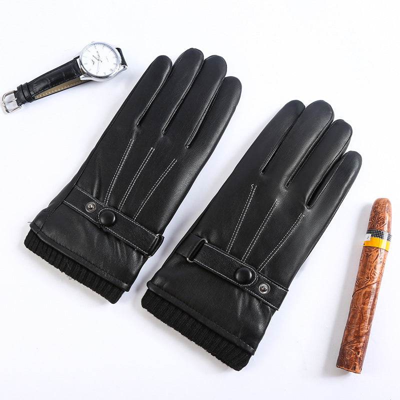 Men s PU Autumn and Winter Touch Screen Gloves - Mubimart