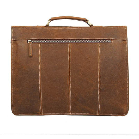 Crazy Horse Leather Briefcase - Mubimart