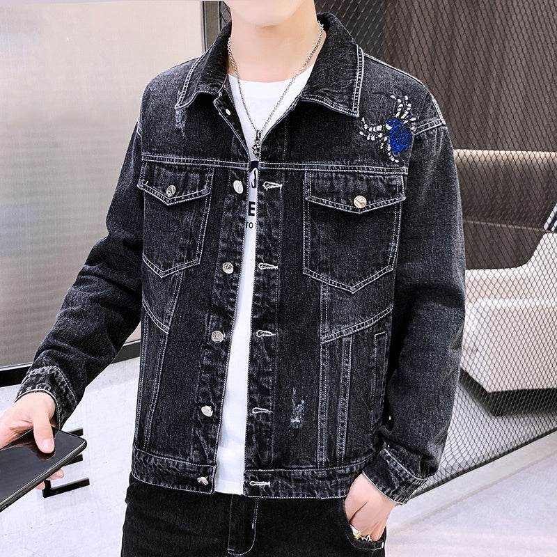 Mens Denim Jacket New Spring Korean Version Of The Trend Of All-Match Casual Spring And Autumn Mens Jackets - Mubimart