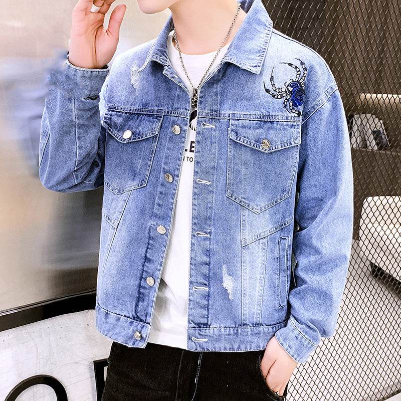 Mens Denim Jacket New Spring Korean Version Of The Trend Of All-Match Casual Spring And Autumn Mens Jackets - Mubimart
