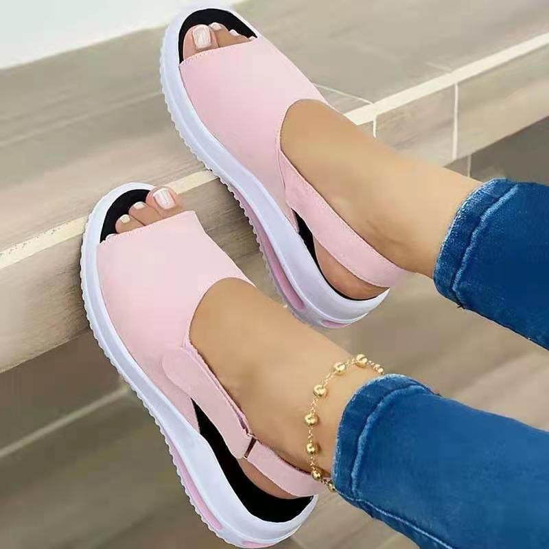 Velcro Casual Summer Women Sandals Fish Mouth Sandals - Mubimart