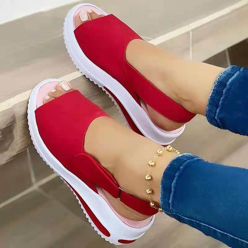 Velcro Casual Summer Women Sandals Fish Mouth Sandals - Mubimart
