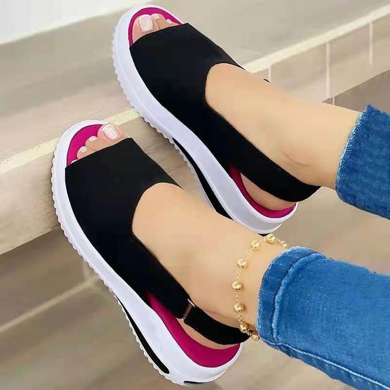 Velcro Casual Summer Women Sandals Fish Mouth Sandals - Mubimart