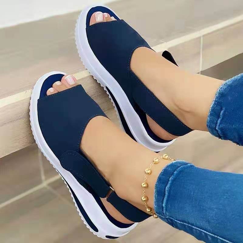Velcro Casual Summer Women Sandals Fish Mouth Sandals - Mubimart
