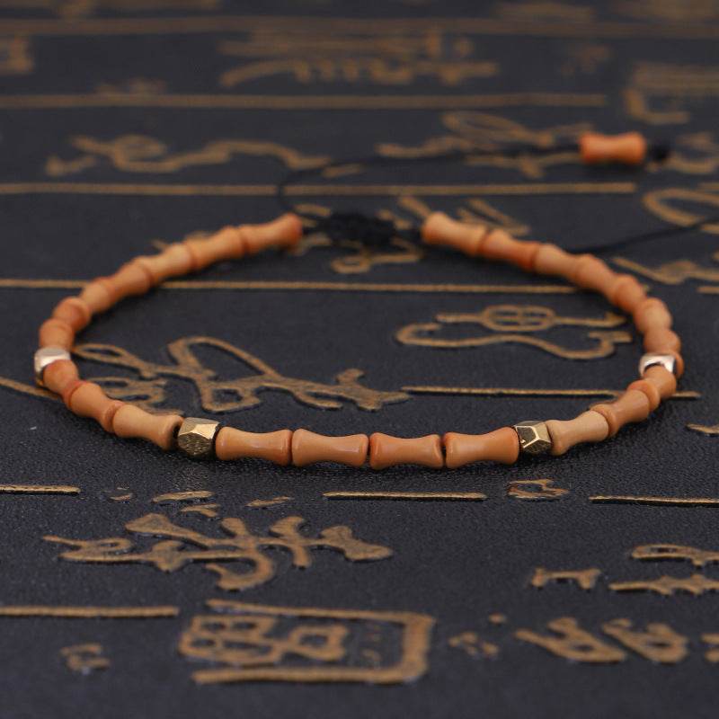 Olive Core Bamboo Bracelets Cut Surface Copper Bead Bracelets Wenwan Bracelets Handmade Bracelets - Mubimart