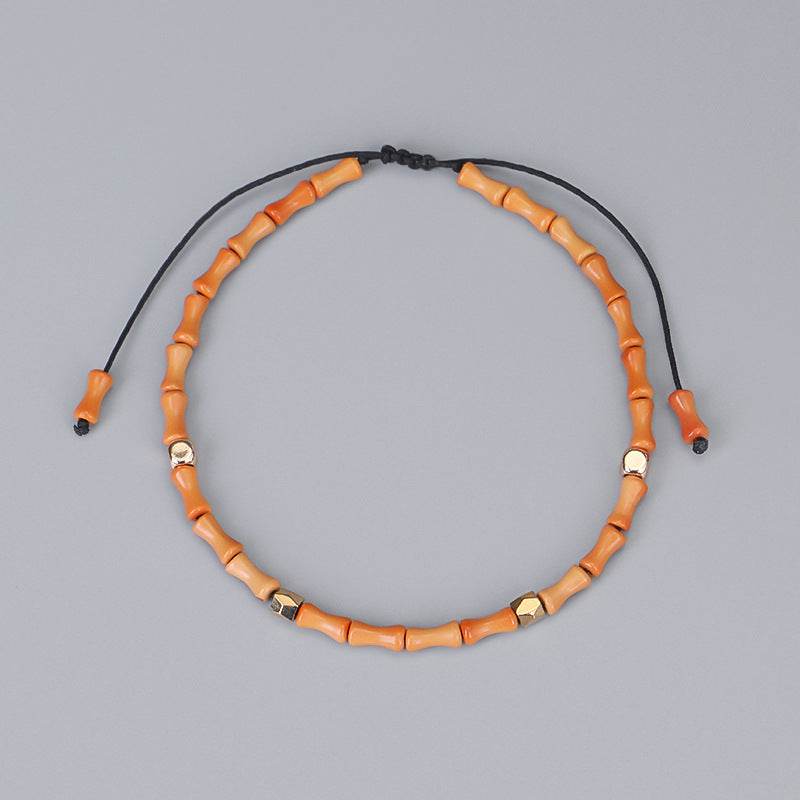 Olive Core Bamboo Bracelets Cut Surface Copper Bead Bracelets Wenwan Bracelets Handmade Bracelets - Mubimart