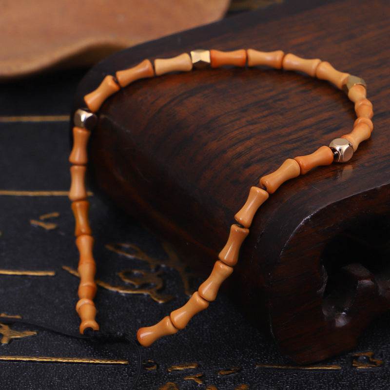 Olive Core Bamboo Bracelets Cut Surface Copper Bead Bracelets Wenwan Bracelets Handmade Bracelets - Mubimart