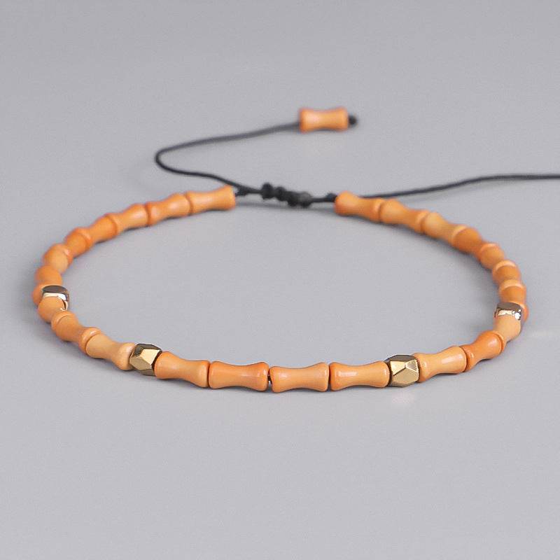 Olive Core Bamboo Bracelets Cut Surface Copper Bead Bracelets Wenwan Bracelets Handmade Bracelets - Mubimart