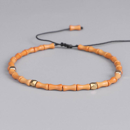 Olive Core Bamboo Bracelets Cut Surface Copper Bead Bracelets Wenwan Bracelets Handmade Bracelets - Mubimart