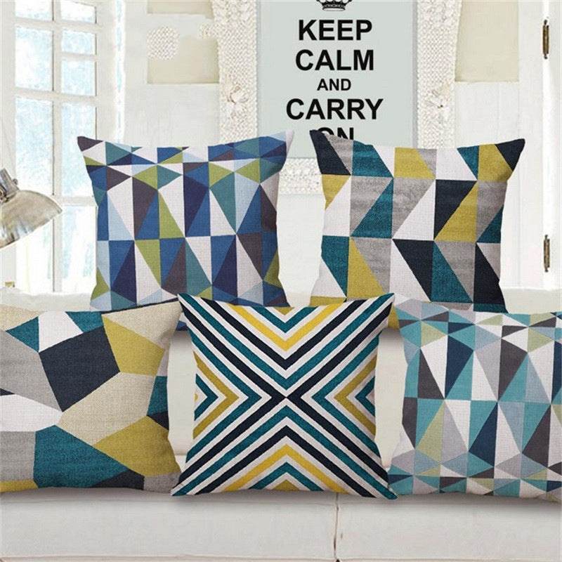 Modern Abstract Art Geometric Pillowcase Color Irregular Diamond Pattern Pillowcase Sofa Linen Pillowcase - Mubimart