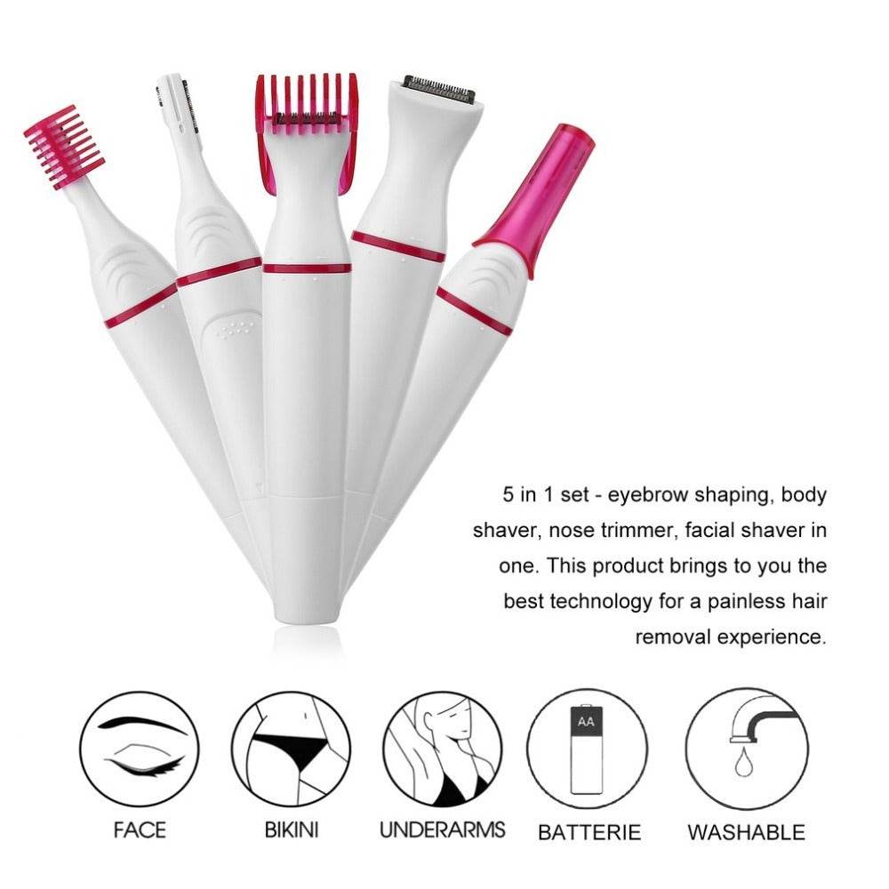 5 In 1 Women Hair Removal Shaver Female Electric Shaving Machine - Mubimart