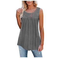 Plus Size 5XL Sexy Lace Tops Summer Women Loose O-Neck Tank Tops - Mubimart -  