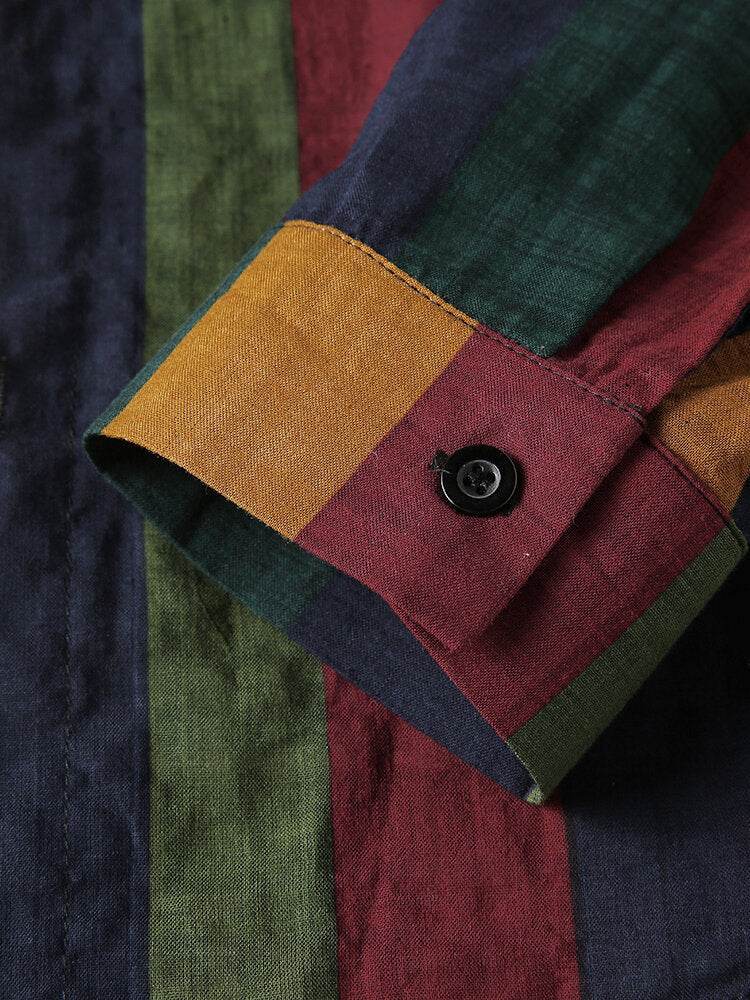 Linen contrast striped shirt - Mubimart