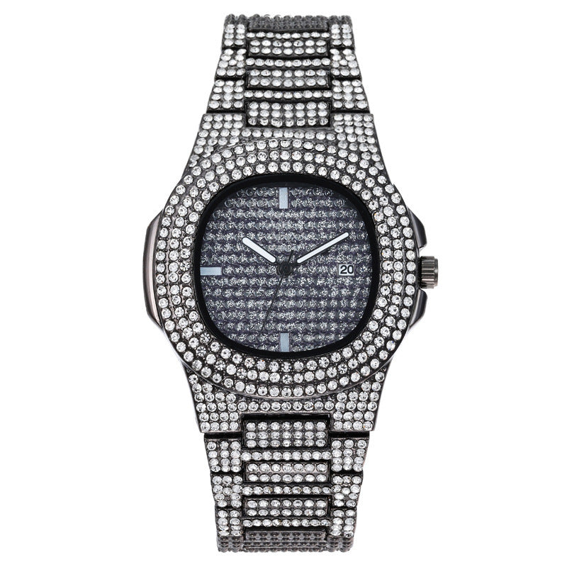 Herren Uhren Luxus Marke Mode Diamant Datum Quarz Uhr 