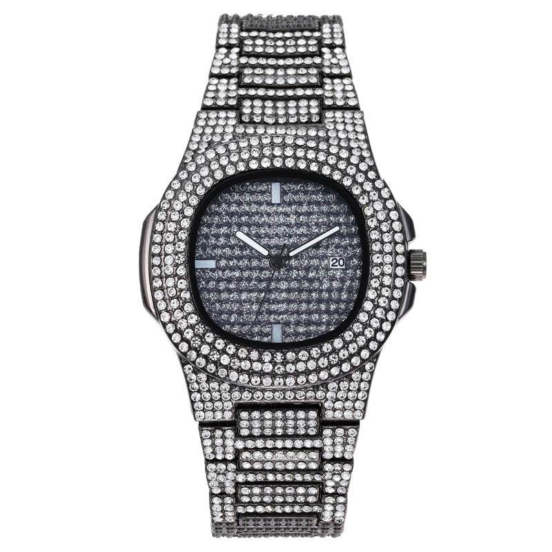 Mens Watches Luxury Brand Fashion Diamond Date Quartz Watch - Mubimart
