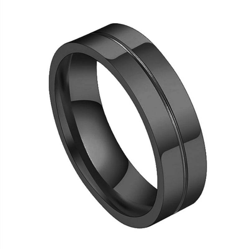 Simple Car Line Men s Titanium Steel Ring Zircon Couple Ring - Mubimart
