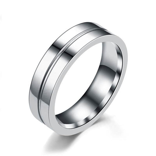 Simple Car Line Men s Titanium Steel Ring Zircon Couple Ring - Mubimart