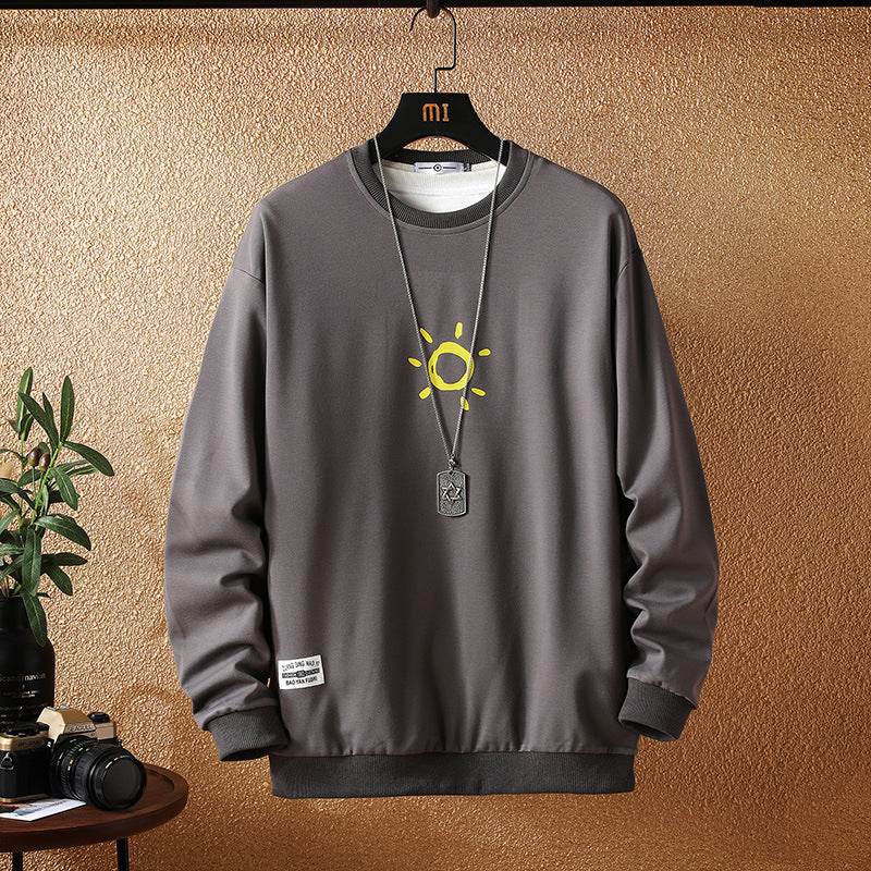 Japanese Autumn New Style Casual Printing Plus Size Sweater Trendy Young Men's Fashion Loose Long-sleeved Sweater Men's clothing - Mubimart