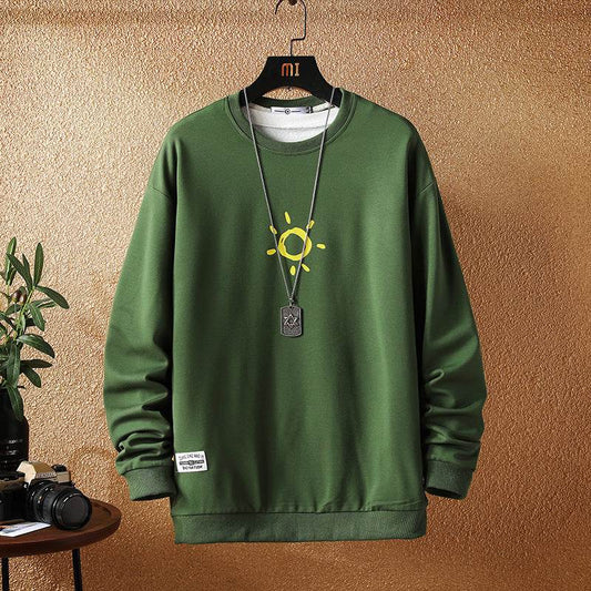 Japanese Autumn New Style Casual Printing Plus Size Sweater Trendy Young Men's Fashion Loose Long-sleeved Sweater Men's clothing - Mubimart