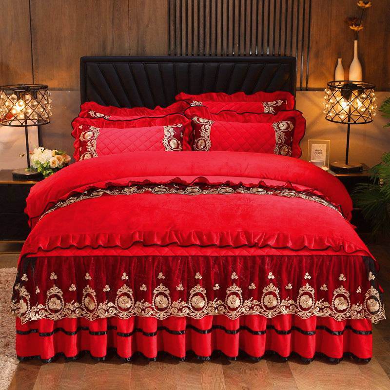 Lace Bedskirt Bedclothes Mattress Cover Bedspread Pillowcases Home Textiles - Mubimart