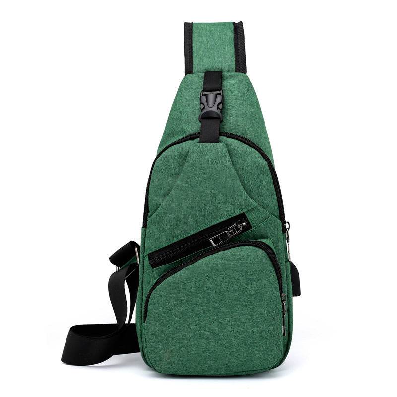 Mens Shoulder Bag Sling Chest Pack Canvas USB Charging Sports Crossbody Handbag Travel Knapsack Male Chestbags Mochila - Mubimart
